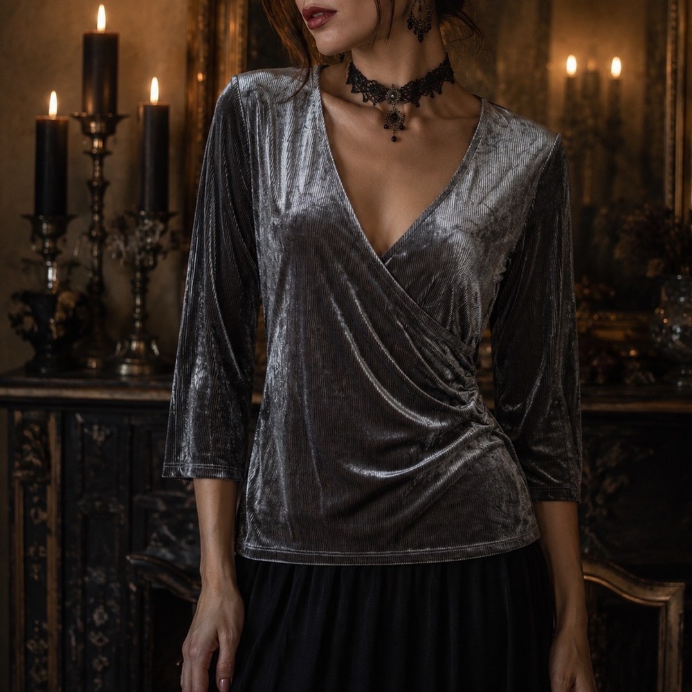 Express surplice Top Womens sz XS Velvet Whimsigoth Witchy Glam Y2K Vamp